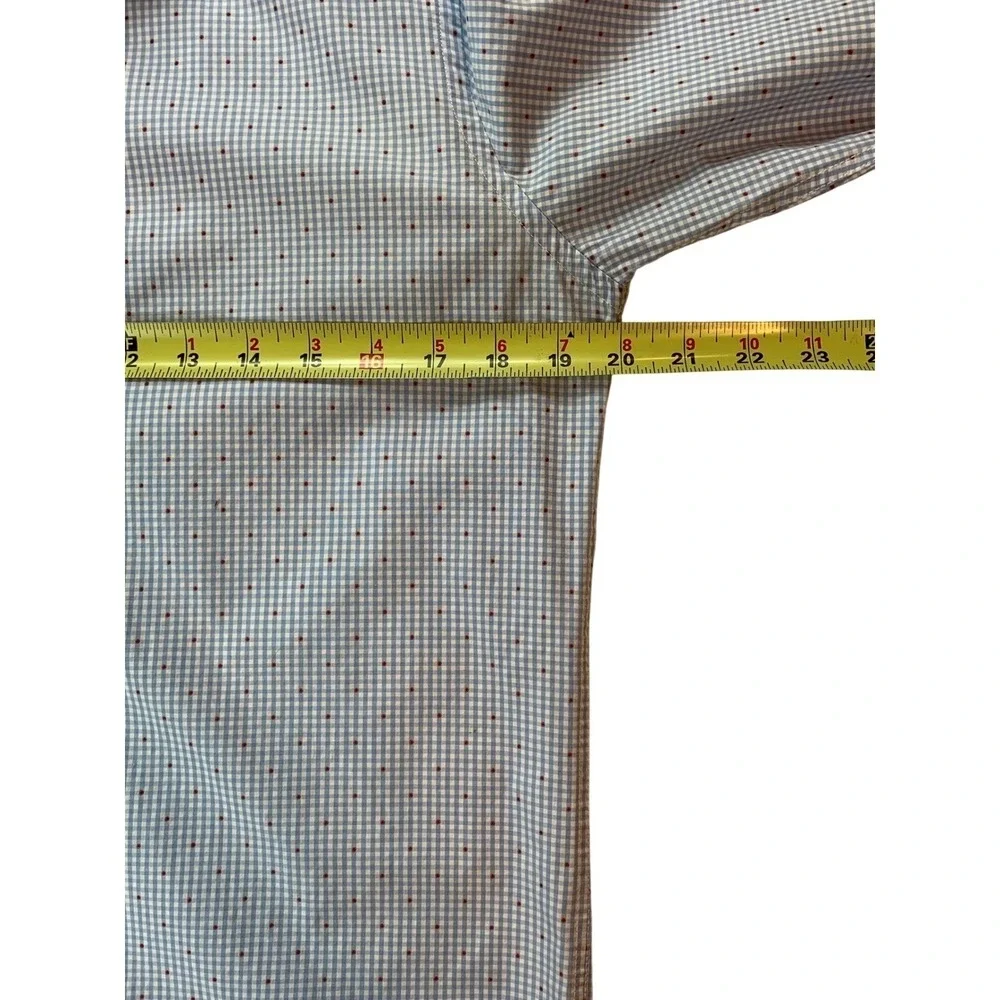 Versace 19V69 Mens Blue Gingham Red Dot Button Down Shirt‎ Modern Fit Small 14.5